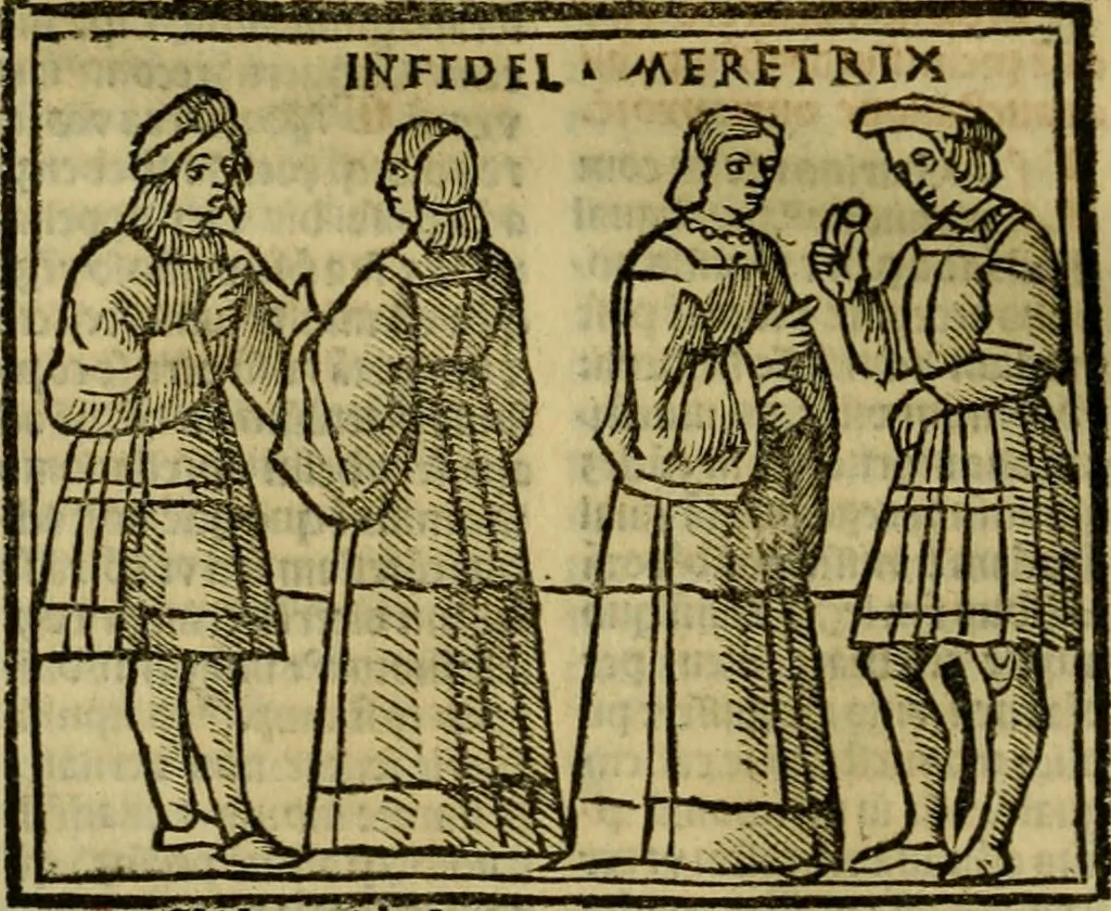 An illustration from Decretu[m] Gratiani : cu glossis dñi Joannis Theutonici prepositi Alberstatensis [et] annotationibus Bartholomei Brixiensis : [cum] diuisionibus Archidiaconi : [cum] Casibus a Bene., cõpositis per Bart. Brixi., correctis [et] pro clariore itellectu pluribus in locis extensis : [cum] concordia ad Bibliam : [cum] tabula marginalium glossularu[m] : [cum tabula] omniu canonu [et] concilio[rum] : [cum] Margarita Decreti : [cum] flosculis totius Decretia domio Joanne diacono compositis : [cum] additione in margine litteraru[m], quo minusculi characteres lineis intercepti, citius legenti appareant, 1514, leaf 1099