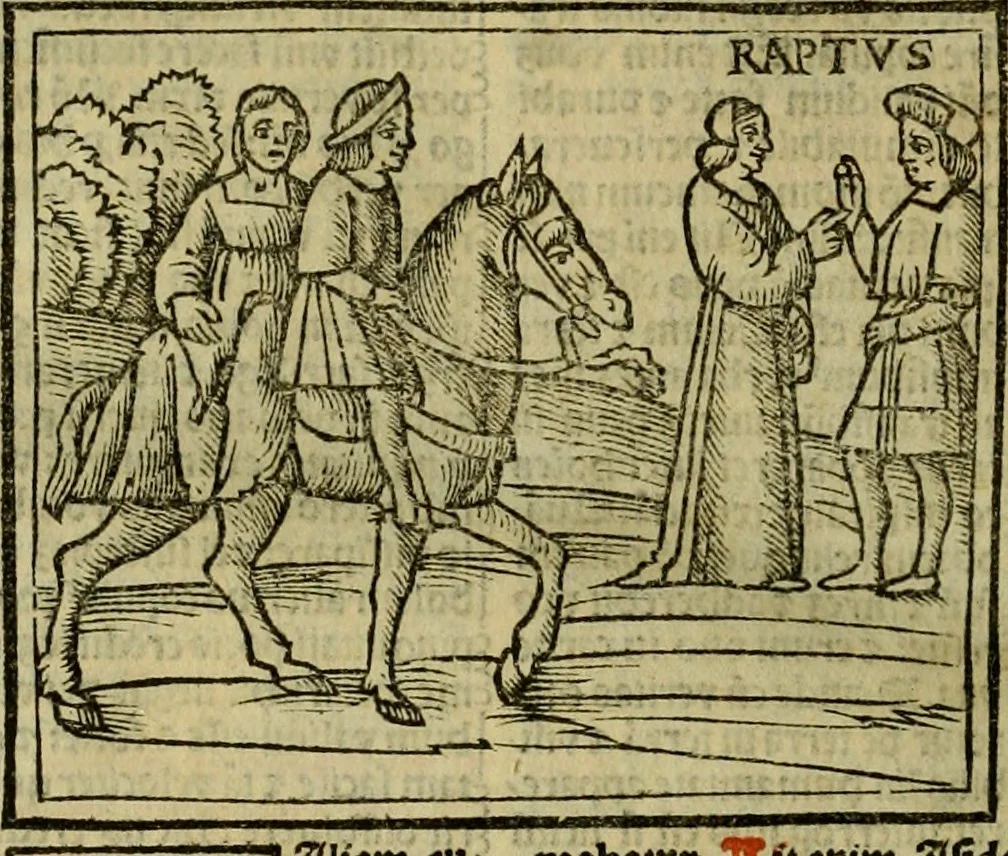 An illustration from Decretu[m] Gratiani : cu glossis dñi Joannis Theutonici prepositi Alberstatensis [et] annotationibus Bartholomei Brixiensis : [cum] diuisionibus Archidiaconi : [cum] Casibus a Bene., cõpositis per Bart. Brixi., correctis [et] pro clariore itellectu pluribus in locis extensis : [cum] concordia ad Bibliam : [cum] tabula marginalium glossularu[m] : [cum tabula] omniu canonu [et] concilio[rum] : [cum] Margarita Decreti : [cum] flosculis totius Decretia domio Joanne diacono compositis : [cum] additione in margine litteraru[m], quo minusculi characteres lineis intercepti, citius legenti appareant, 1514, leaf 1281