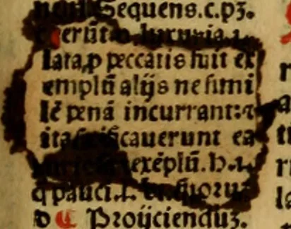 An illustration from Decretu[m] Gratiani : cu glossis dñi Joannis Theutonici prepositi Alberstatensis [et] annotationibus Bartholomei Brixiensis : [cum] diuisionibus Archidiaconi : [cum] Casibus a Bene., cõpositis per Bart. Brixi., correctis [et] pro clariore itellectu pluribus in locis extensis : [cum] concordia ad Bibliam : [cum] tabula marginalium glossularu[m] : [cum tabula] omniu canonu [et] concilio[rum] : [cum] Margarita Decreti : [cum] flosculis totius Decretia domio Joanne diacono compositis : [cum] additione in margine litteraru[m], quo minusculi characteres lineis intercepti, citius legenti appareant, 1514, leaf 1306