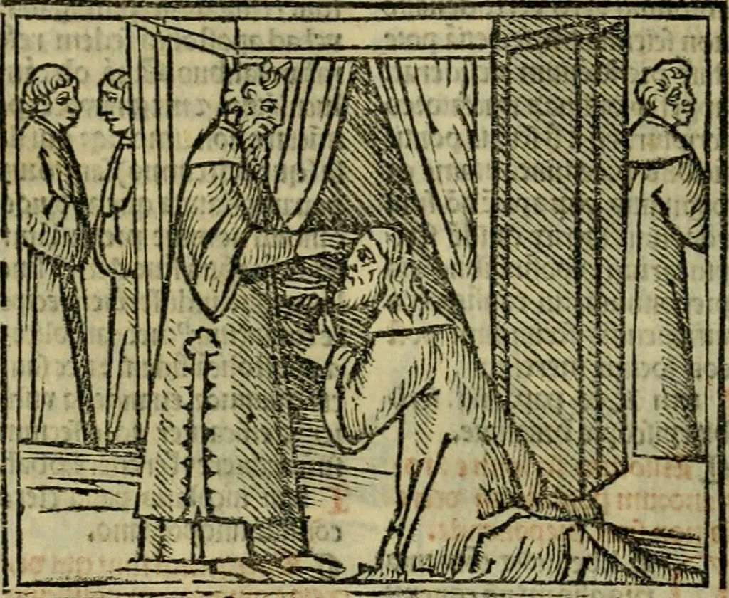 An illustration from Decretu[m] Gratiani : cu glossis dñi Joannis Theutonici prepositi Alberstatensis [et] annotationibus Bartholomei Brixiensis : [cum] diuisionibus Archidiaconi : [cum] Casibus a Bene., cõpositis per Bart. Brixi., correctis [et] pro clariore itellectu pluribus in locis extensis : [cum] concordia ad Bibliam : [cum] tabula marginalium glossularu[m] : [cum tabula] omniu canonu [et] concilio[rum] : [cum] Margarita Decreti : [cum] flosculis totius Decretia domio Joanne diacono compositis : [cum] additione in margine litteraru[m], quo minusculi characteres lineis intercepti, citius legenti appareant, 1514, leaf 135