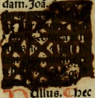 An illustration from Decretu[m] Gratiani : cu glossis dñi Joannis Theutonici prepositi Alberstatensis [et] annotationibus Bartholomei Brixiensis : [cum] diuisionibus Archidiaconi : [cum] Casibus a Bene., cõpositis per Bart. Brixi., correctis [et] pro clariore itellectu pluribus in locis extensis : [cum] concordia ad Bibliam : [cum] tabula marginalium glossularu[m] : [cum tabula] omniu canonu [et] concilio[rum] : [cum] Margarita Decreti : [cum] flosculis totius Decretia domio Joanne diacono compositis : [cum] additione in margine litteraru[m], quo minusculi characteres lineis intercepti, citius legenti appareant, 1514, leaf 178