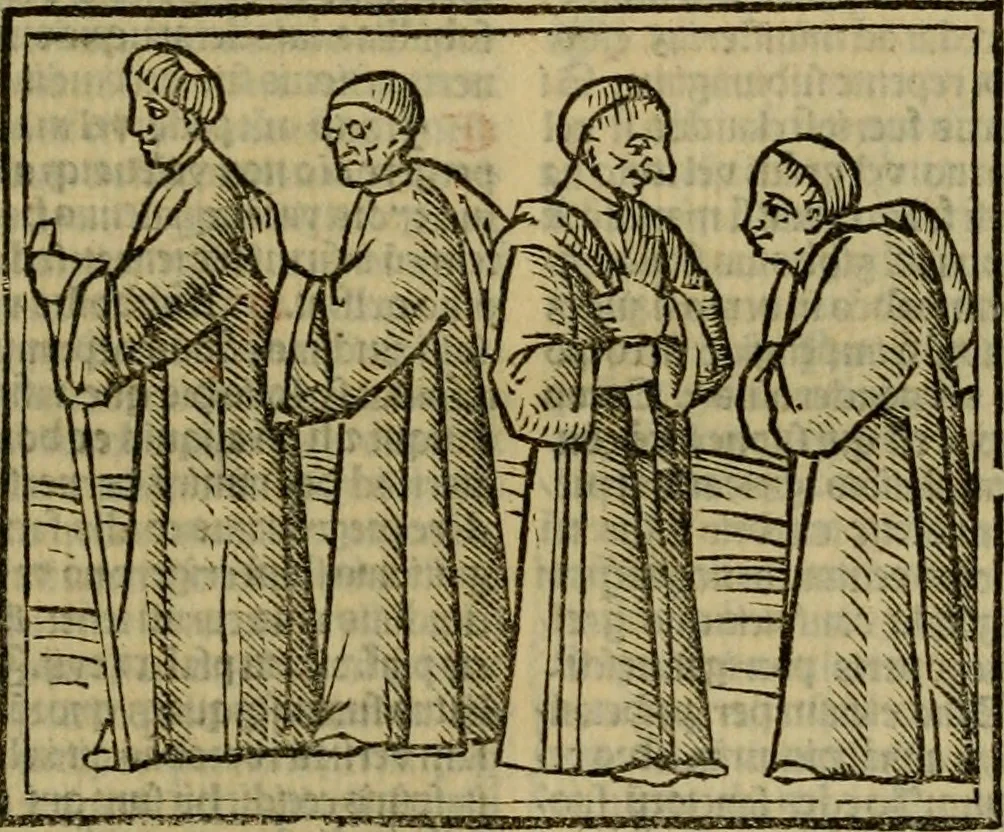 An illustration from Decretu[m] Gratiani : cu glossis dñi Joannis Theutonici prepositi Alberstatensis [et] annotationibus Bartholomei Brixiensis : [cum] diuisionibus Archidiaconi : [cum] Casibus a Bene., cõpositis per Bart. Brixi., correctis [et] pro clariore itellectu pluribus in locis extensis : [cum] concordia ad Bibliam : [cum] tabula marginalium glossularu[m] : [cum tabula] omniu canonu [et] concilio[rum] : [cum] Margarita Decreti : [cum] flosculis totius Decretia domio Joanne diacono compositis : [cum] additione in margine litteraru[m], quo minusculi characteres lineis intercepti, citius legenti appareant, 1514, leaf 230