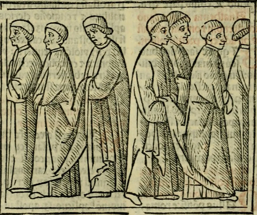 An illustration from Decretu[m] Gratiani : cu glossis dñi Joannis Theutonici prepositi Alberstatensis [et] annotationibus Bartholomei Brixiensis : [cum] diuisionibus Archidiaconi : [cum] Casibus a Bene., cõpositis per Bart. Brixi., correctis [et] pro clariore itellectu pluribus in locis extensis : [cum] concordia ad Bibliam : [cum] tabula marginalium glossularu[m] : [cum tabula] omniu canonu [et] concilio[rum] : [cum] Margarita Decreti : [cum] flosculis totius Decretia domio Joanne diacono compositis : [cum] additione in margine litteraru[m], quo minusculi characteres lineis intercepti, citius legenti appareant, 1514, leaf 331