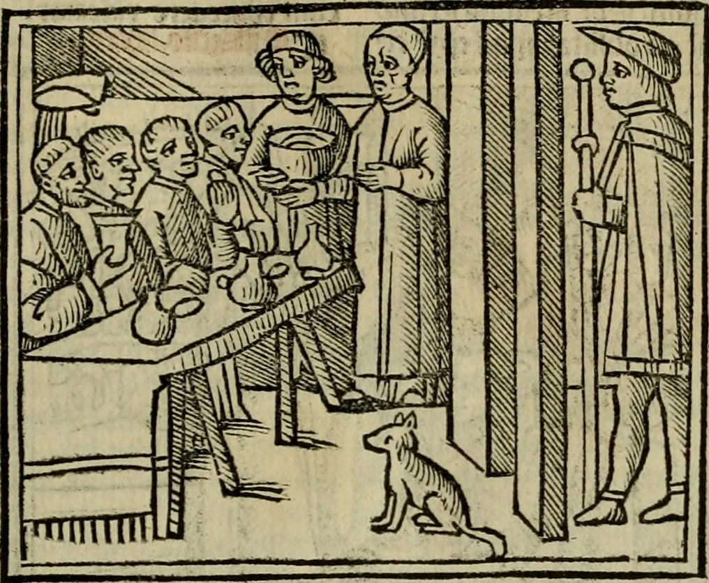 An illustration from Decretu[m] Gratiani : cu glossis dñi Joannis Theutonici prepositi Alberstatensis [et] annotationibus Bartholomei Brixiensis : [cum] diuisionibus Archidiaconi : [cum] Casibus a Bene., cõpositis per Bart. Brixi., correctis [et] pro clariore itellectu pluribus in locis extensis : [cum] concordia ad Bibliam : [cum] tabula marginalium glossularu[m] : [cum tabula] omniu canonu [et] concilio[rum] : [cum] Margarita Decreti : [cum] flosculis totius Decretia domio Joanne diacono compositis : [cum] additione in margine litteraru[m], quo minusculi characteres lineis intercepti, citius legenti appareant, 1514, leaf 348