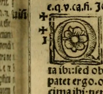 An illustration from Decretu[m] Gratiani : cu glossis dñi Joannis Theutonici prepositi Alberstatensis [et] annotationibus Bartholomei Brixiensis : [cum] diuisionibus Archidiaconi : [cum] Casibus a Bene., cõpositis per Bart. Brixi., correctis [et] pro clariore itellectu pluribus in locis extensis : [cum] concordia ad Bibliam : [cum] tabula marginalium glossularu[m] : [cum tabula] omniu canonu [et] concilio[rum] : [cum] Margarita Decreti : [cum] flosculis totius Decretia domio Joanne diacono compositis : [cum] additione in margine litteraru[m], quo minusculi characteres lineis intercepti, citius legenti appareant, 1514, leaf 404