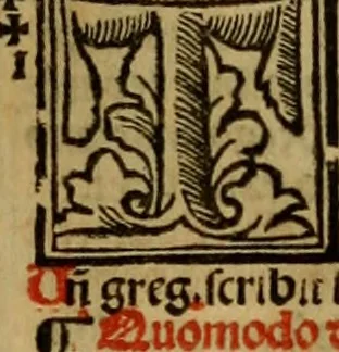 An illustration from Decretu[m] Gratiani : cu glossis dñi Joannis Theutonici prepositi Alberstatensis [et] annotationibus Bartholomei Brixiensis : [cum] diuisionibus Archidiaconi : [cum] Casibus a Bene., cõpositis per Bart. Brixi., correctis [et] pro clariore itellectu pluribus in locis extensis : [cum] concordia ad Bibliam : [cum] tabula marginalium glossularu[m] : [cum tabula] omniu canonu [et] concilio[rum] : [cum] Margarita Decreti : [cum] flosculis totius Decretia domio Joanne diacono compositis : [cum] additione in margine litteraru[m], quo minusculi characteres lineis intercepti, citius legenti appareant, 1514, leaf 736