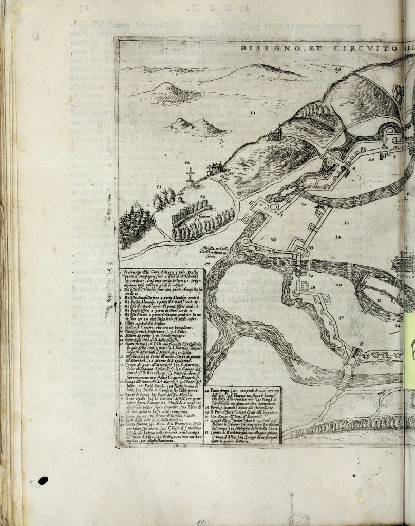 An illustration from De' disegni delle piv illvstri città et fortezza del mondo. la quale ne contiene cinquanta : con vna breve historia delle origini et accidenti loro, secondo l'ordine de' tempi, 1569, leaf 144