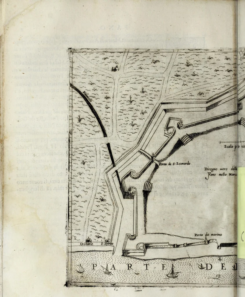 An illustration from De' disegni delle piv illvstri città et fortezza del mondo. la quale ne contiene cinquanta : con vna breve historia delle origini et accidenti loro, secondo l'ordine de' tempi, 1569, leaf 18