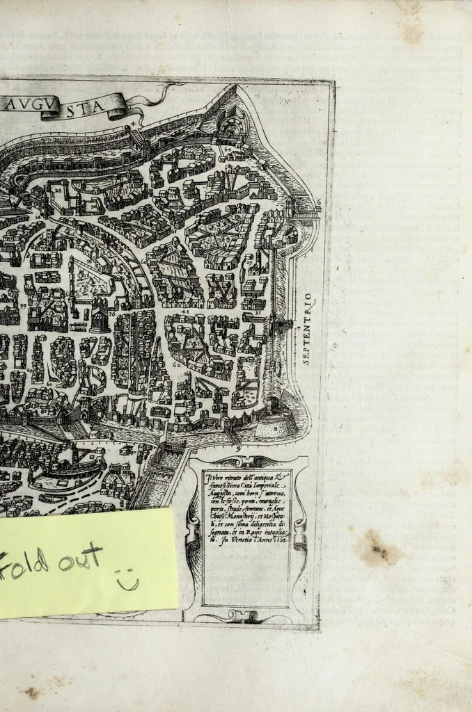 An illustration from De' disegni delle piv illvstri città et fortezza del mondo. la quale ne contiene cinquanta : con vna breve historia delle origini et accidenti loro, secondo l'ordine de' tempi, 1569, leaf 181