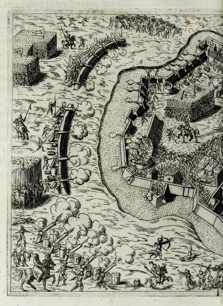 An illustration from De' disegni delle piv illvstri città et fortezza del mondo. la quale ne contiene cinquanta : con vna breve historia delle origini et accidenti loro, secondo l'ordine de' tempi, 1569, leaf 232