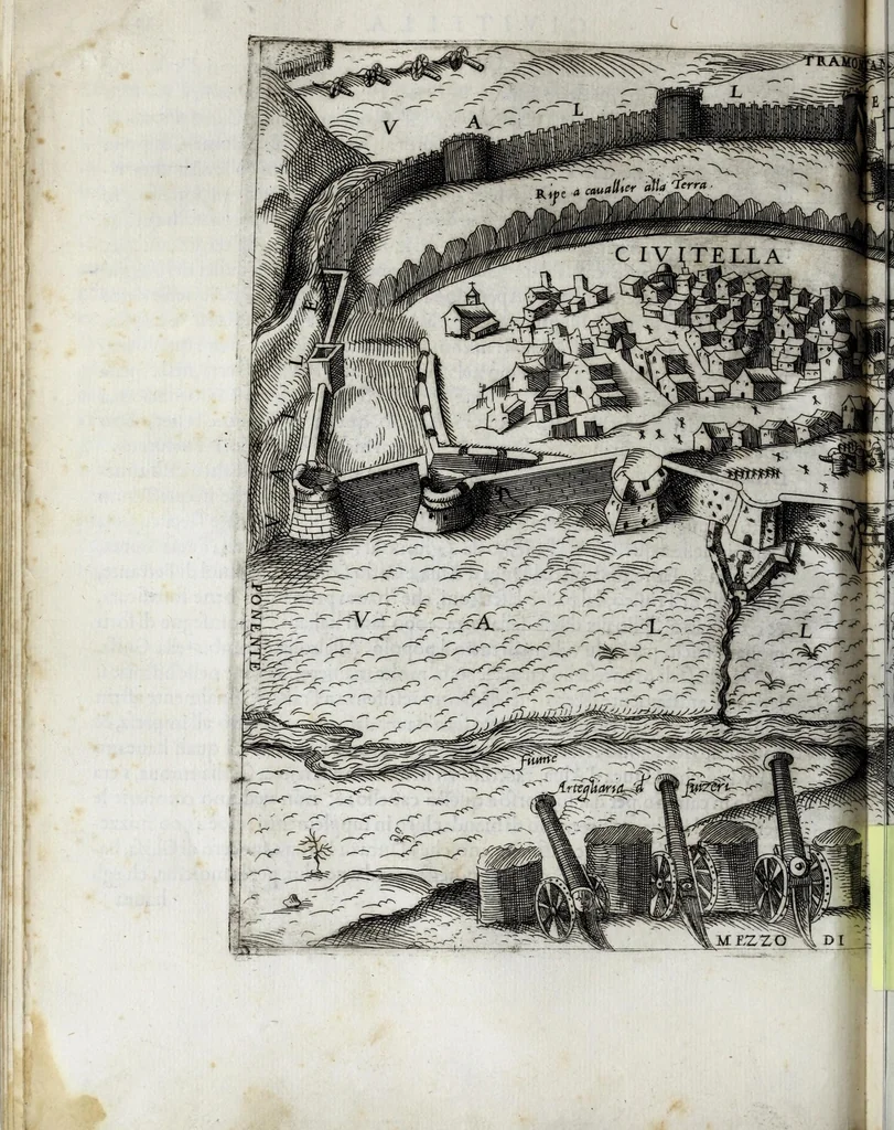 An illustration from De' disegni delle piv illvstri città et fortezza del mondo. la quale ne contiene cinquanta : con vna breve historia delle origini et accidenti loro, secondo l'ordine de' tempi, 1569, leaf 78