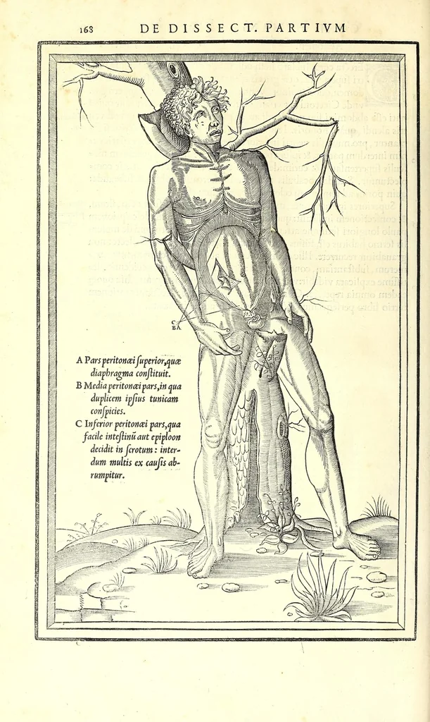 An illustration from De dissectione partium corporis humani libri tres, 1545, leaf 200