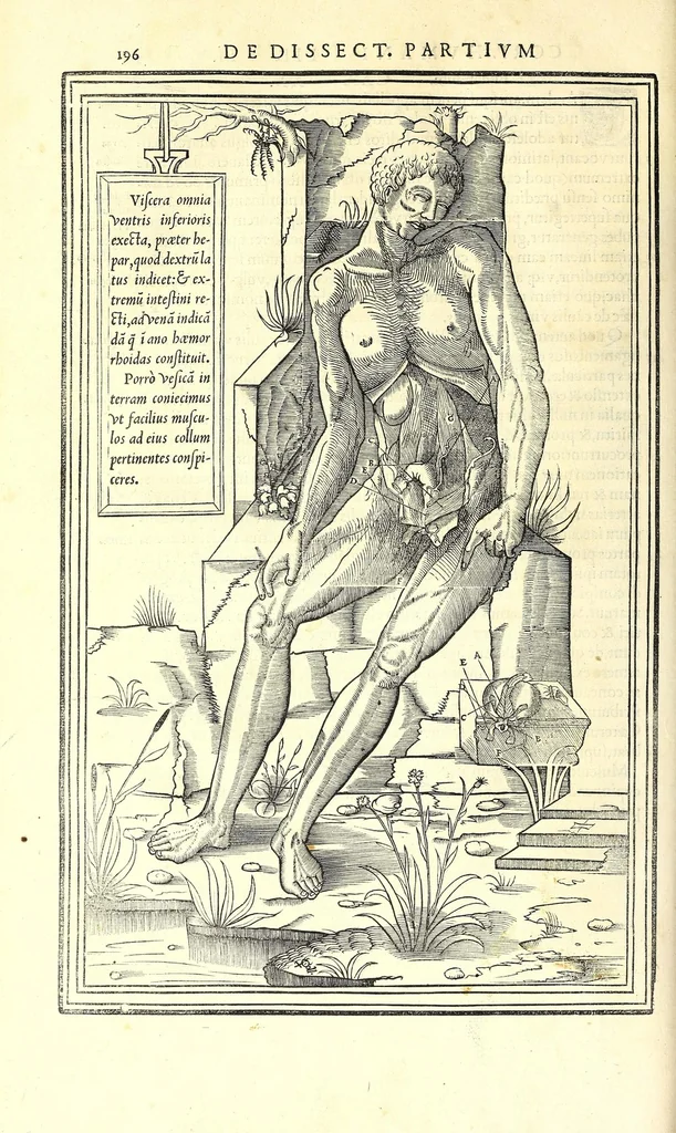 An illustration from De dissectione partium corporis humani libri tres, 1545, leaf 228