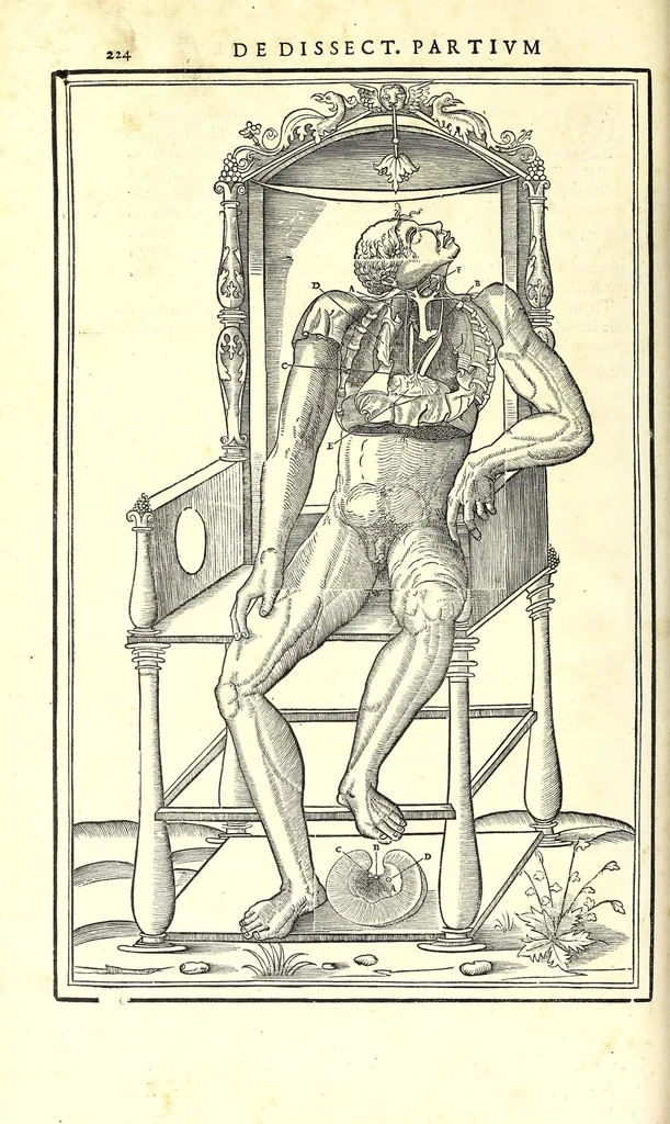 An illustration from De dissectione partium corporis humani libri tres, 1545, leaf 256
