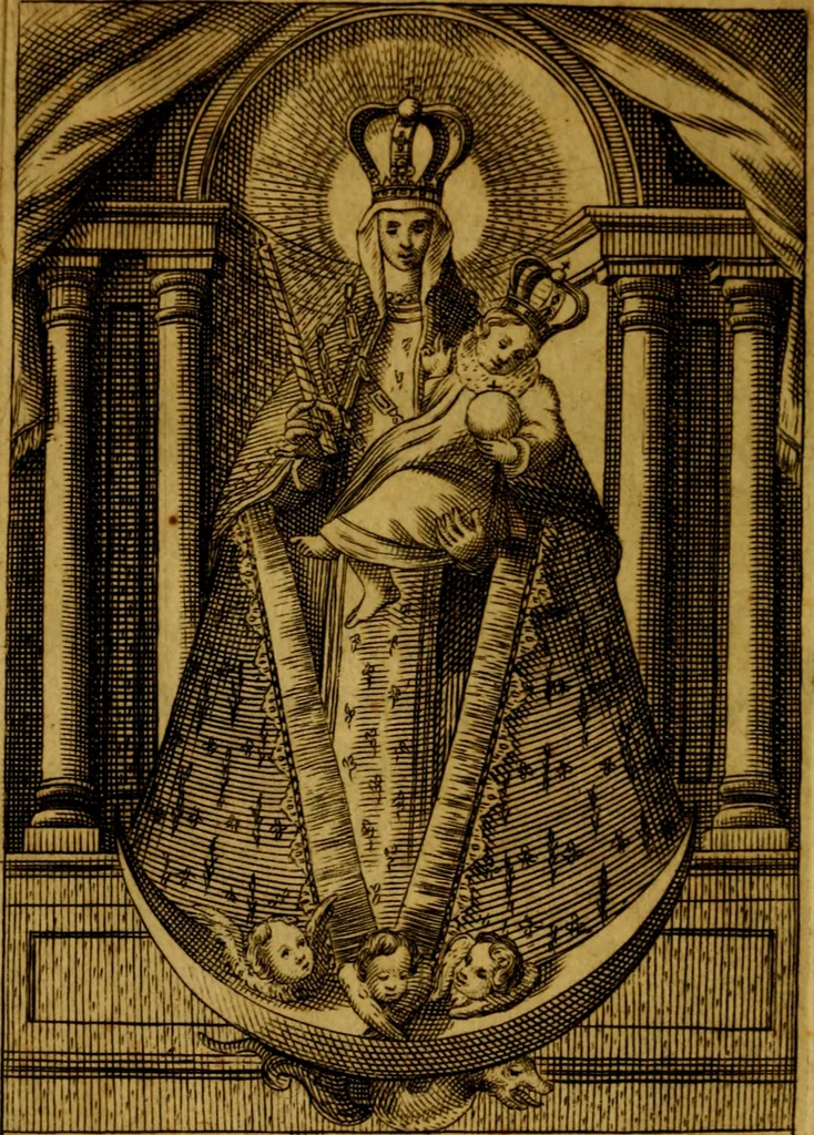 An illustration from De diua virgine Copacauana in Peruano Noui Mundi regno celeberrima liber vnus : quo eius origo & miracula compendio descripta, 1656, leaf 9
