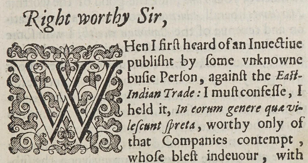 An illustration from The defence of trade. : In a letter to Sir Thomas Smith knight, gouernour of the East-India Companie, etc., 1615, leaf 7