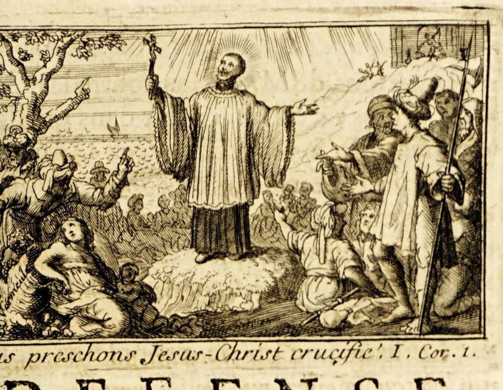 An illustration from Defense des nouveaux chrestiens et des missionnaires de la Chine, du Japon, & des Indes. : Contre deux livres intitulez La morale pratique des Jesuites, et L'esprit de M. Arnauld, 1687, leaf 59