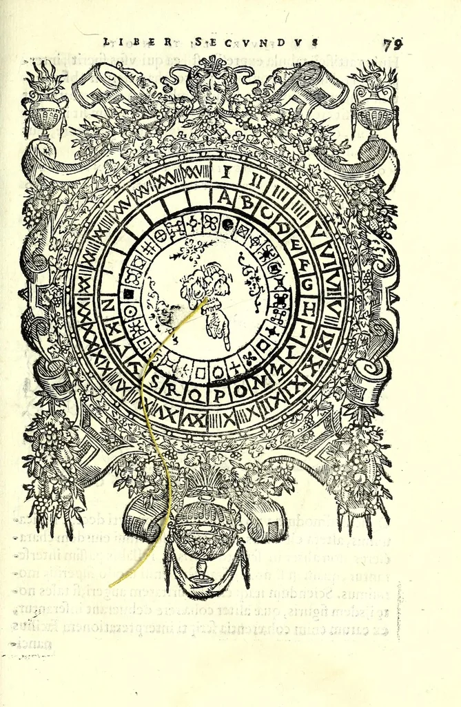 An illustration from De fvrtivis literarvm notis, vulgo, De ziferis libri IIII, 1563, leaf 107