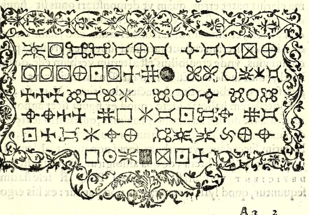 An illustration from De fvrtivis literarvm notis, vulgo, De ziferis libri IIII, 1563, leaf 215