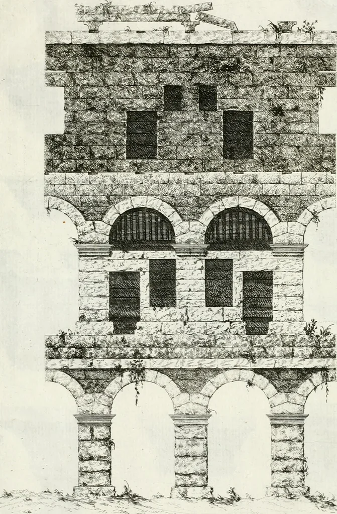 An illustration from Degli anfiteatri e particolarmente del Flavio di Roma, di quello d' Italica nella Spagna, e di quello di Pola nell' Istria, 1788, leaf 108