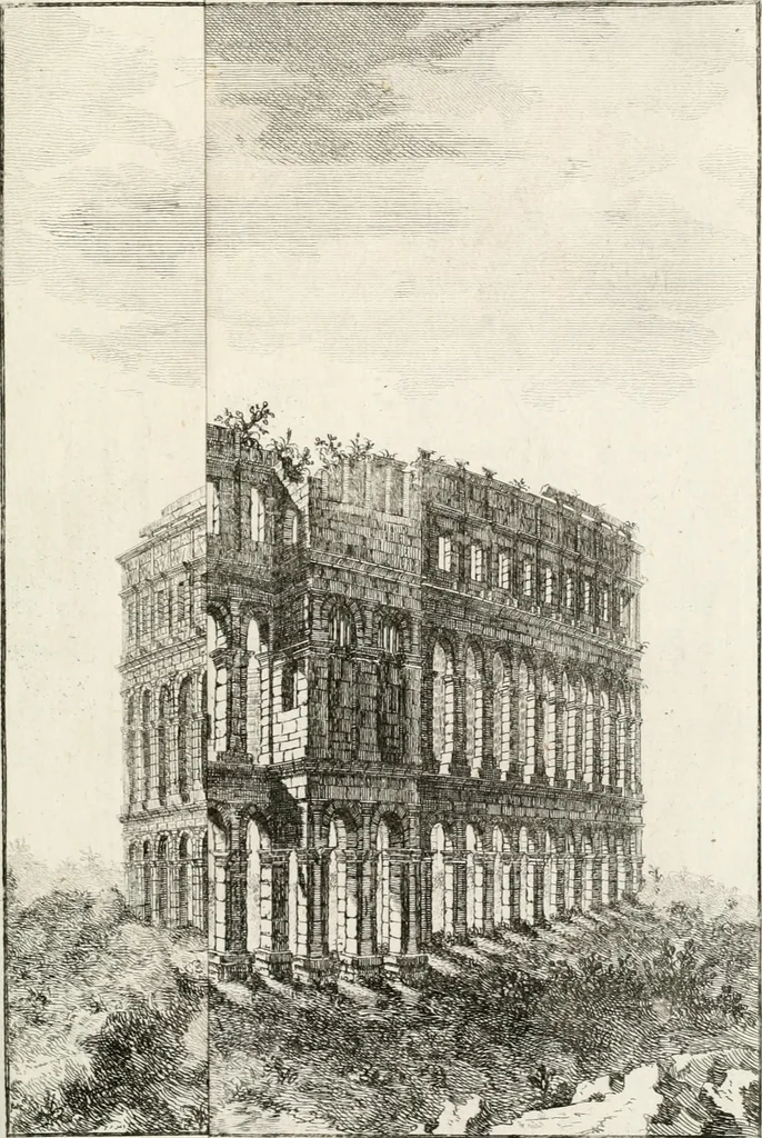 An illustration from Degli anfiteatri e particolarmente del Flavio di Roma, di quello d' Italica nella Spagna, e di quello di Pola nell' Istria, 1788, leaf 98