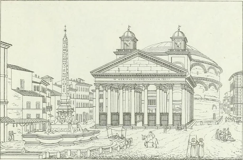 An illustration from Degli edificj antichi e moderni di Roma; vedute in contorno, 1817, leaf 100