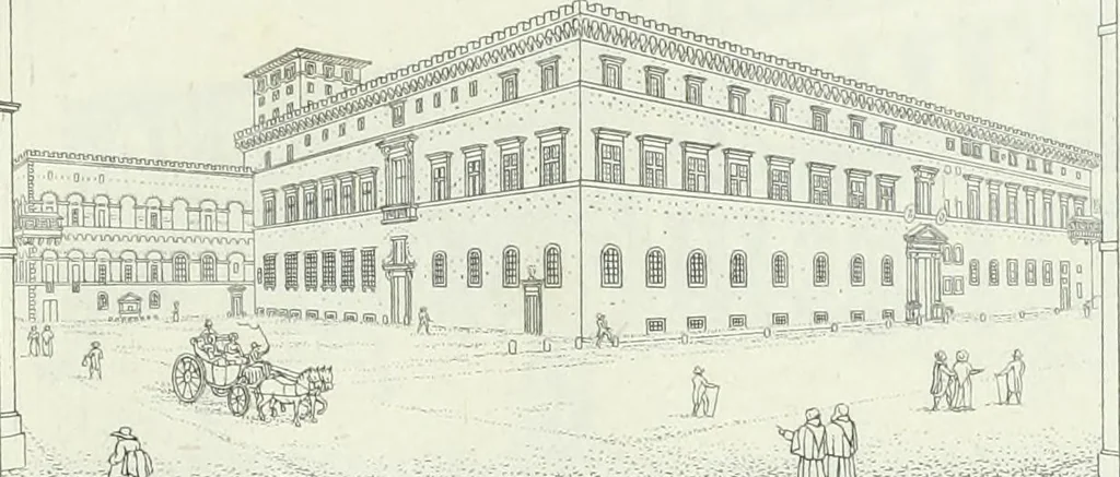 An illustration from Degli edificj antichi e moderni di Roma; vedute in contorno, 1817, leaf 110