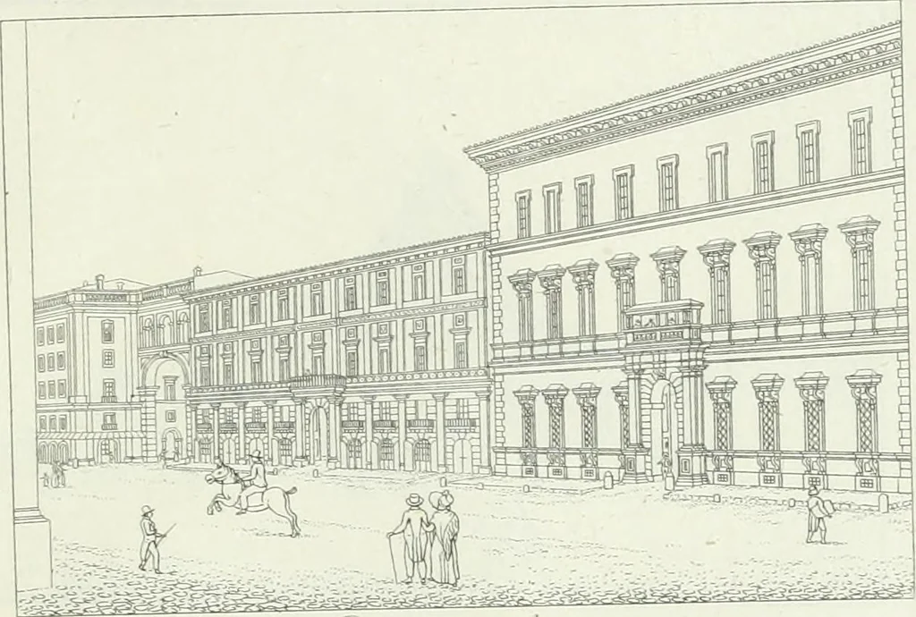 An illustration from Degli edificj antichi e moderni di Roma; vedute in contorno, 1817, leaf 112