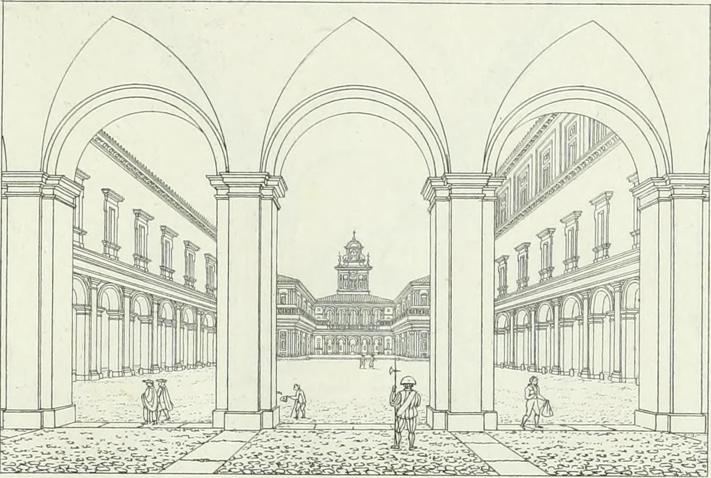 An illustration from Degli edificj antichi e moderni di Roma; vedute in contorno, 1817, leaf 16