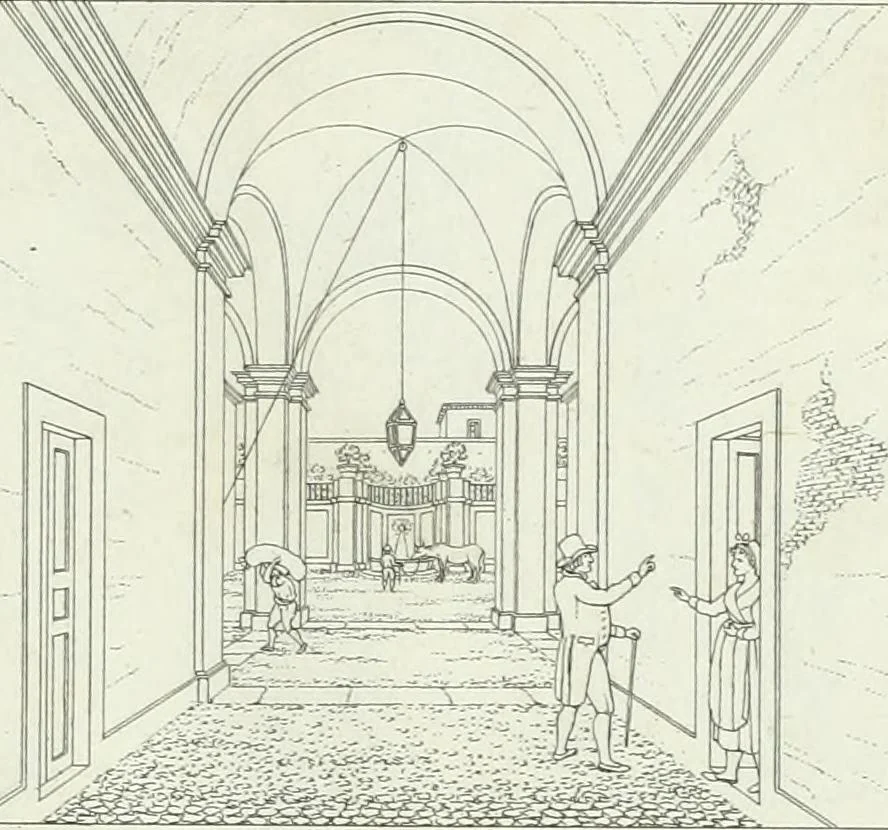 An illustration from Degli edificj antichi e moderni di Roma; vedute in contorno, 1817, leaf 18