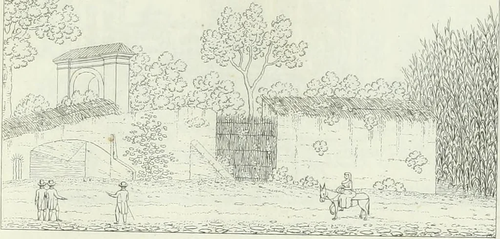 An illustration from Degli edificj antichi e moderni di Roma; vedute in contorno, 1817, leaf 26