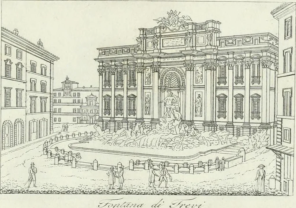 An illustration from Degli edificj antichi e moderni di Roma; vedute in contorno, 1817, leaf 28