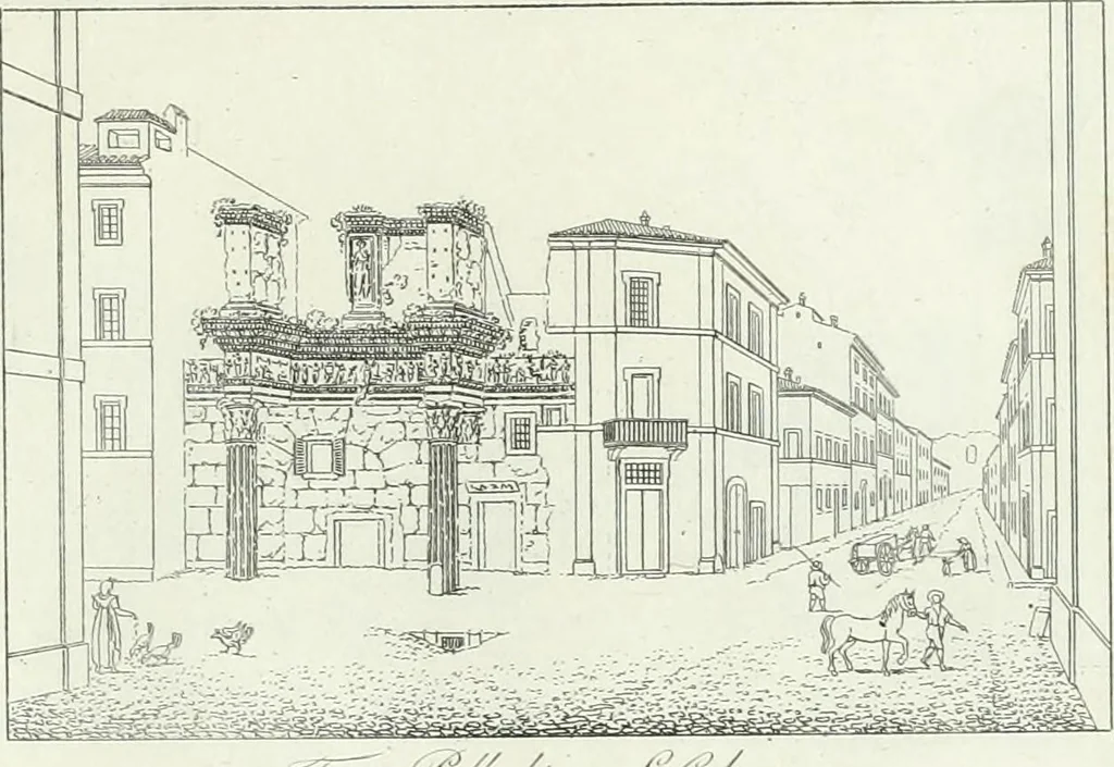 An illustration from Degli edificj antichi e moderni di Roma; vedute in contorno, 1817, leaf 38