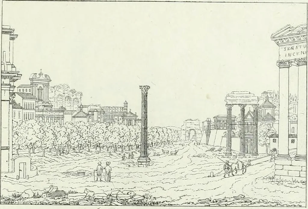 An illustration from Degli edificj antichi e moderni di Roma; vedute in contorno, 1817, leaf 40