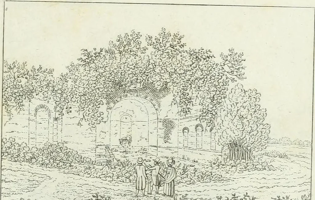 An illustration from Degli edificj antichi e moderni di Roma; vedute in contorno, 1817, leaf 48
