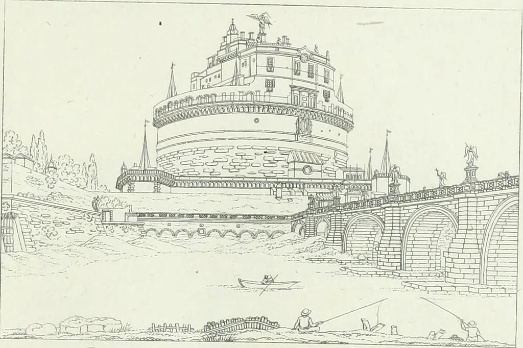 An illustration from Degli edificj antichi e moderni di Roma; vedute in contorno, 1817, leaf 60