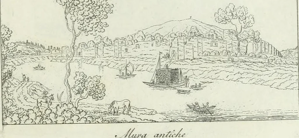 An illustration from Degli edificj antichi e moderni di Roma; vedute in contorno, 1817, leaf 72