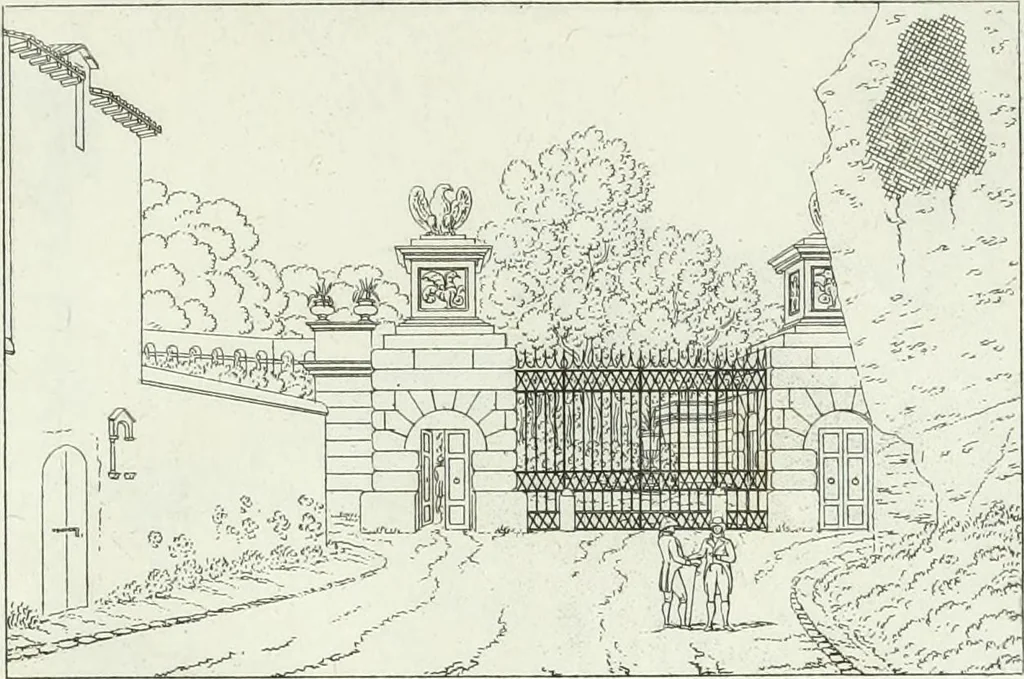 An illustration from Degli edificj antichi e moderni di Roma; vedute in contorno, 1817, leaf 74
