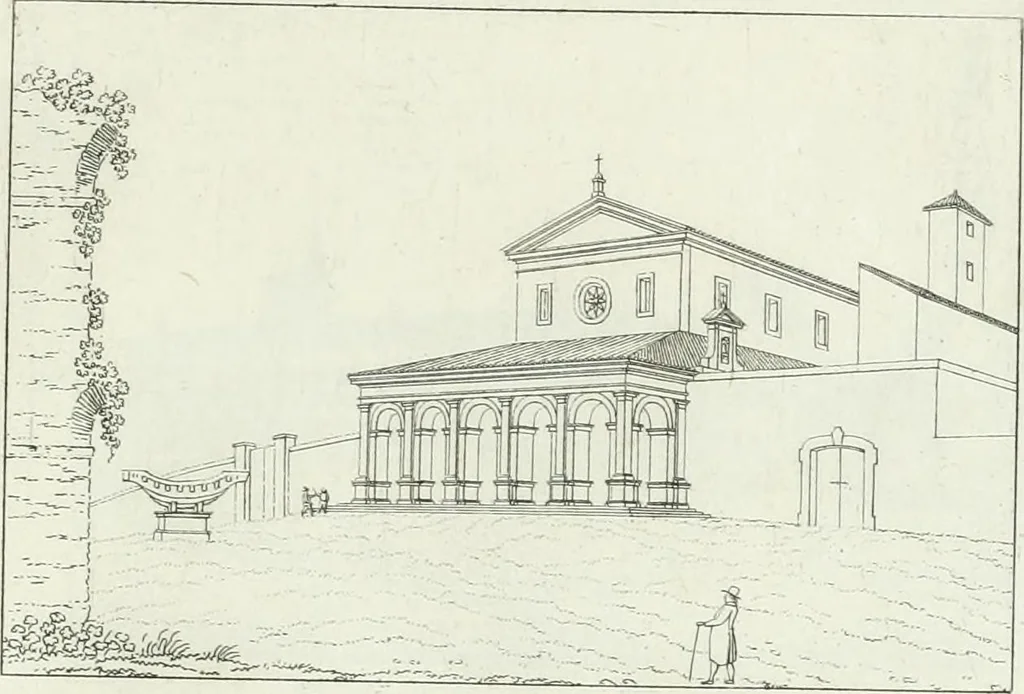 An illustration from Degli edificj antichi e moderni di Roma; vedute in contorno, 1817, leaf 76