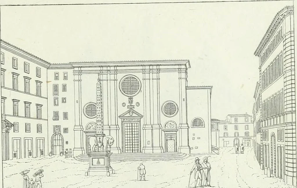 An illustration from Degli edificj antichi e moderni di Roma; vedute in contorno, 1817, leaf 90