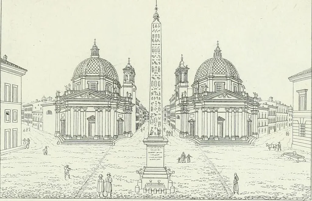 An illustration from Degli edificj antichi e moderni di Roma; vedute in contorno, 1817, leaf 92