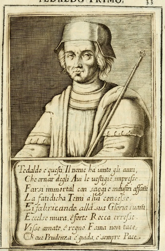 An illustration from De gli eroi della serenissima casa d'Este, ch'ebbero il dominio in Ferrara, memorie di Francesco Berni, al serenissimo signor dvca Francesco d'Este .., 1640, leaf 44