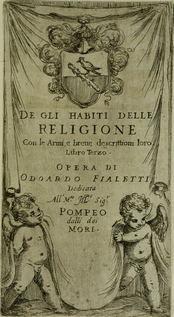 An illustration from De gli habiti delle religioni con le armi e breue descrittion loro, libro primo[-terza], 1626, leaf 122