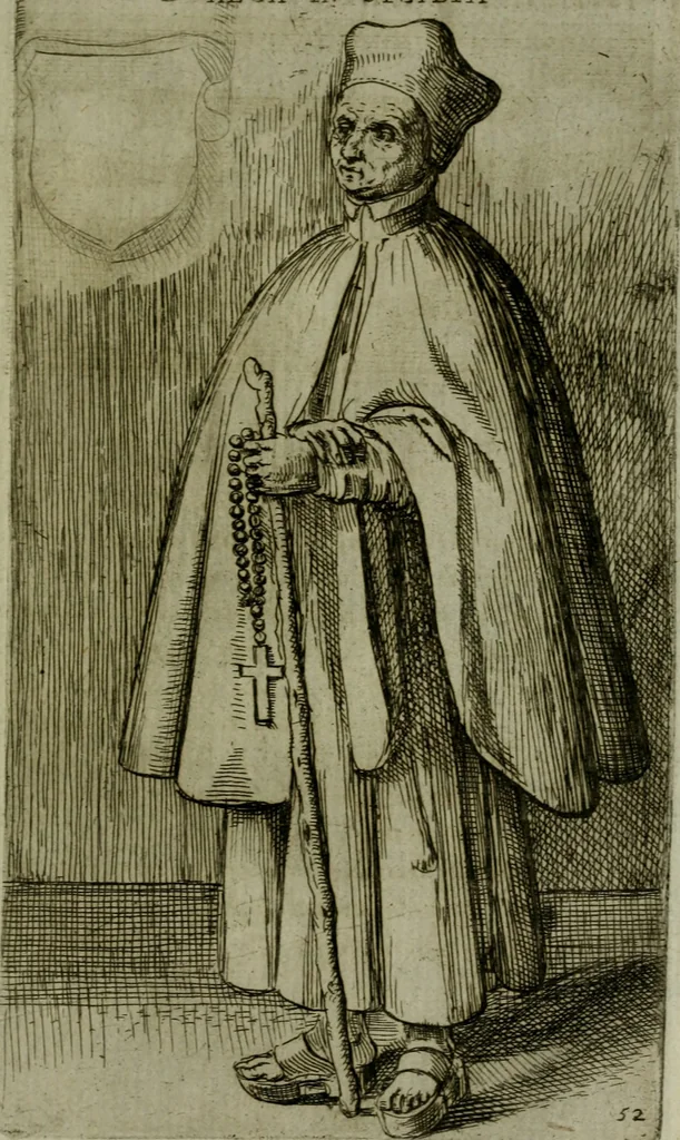 An illustration from De gli habiti delle religioni con le armi e breue descrittion loro, libro primo[-terza], 1626, leaf 124