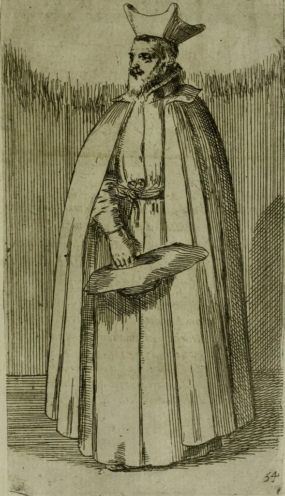 An illustration from De gli habiti delle religioni con le armi e breue descrittion loro, libro primo[-terza], 1626, leaf 128