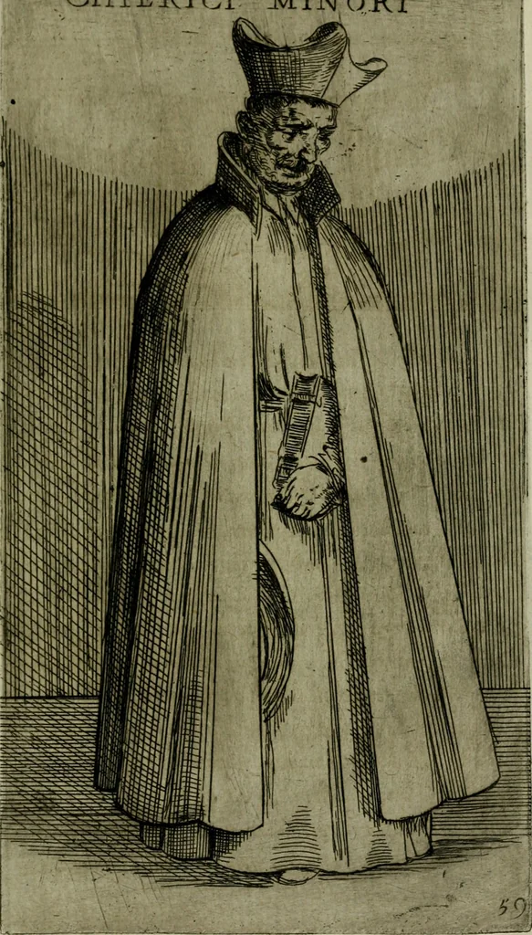 An illustration from De gli habiti delle religioni con le armi e breue descrittion loro, libro primo[-terza], 1626, leaf 138