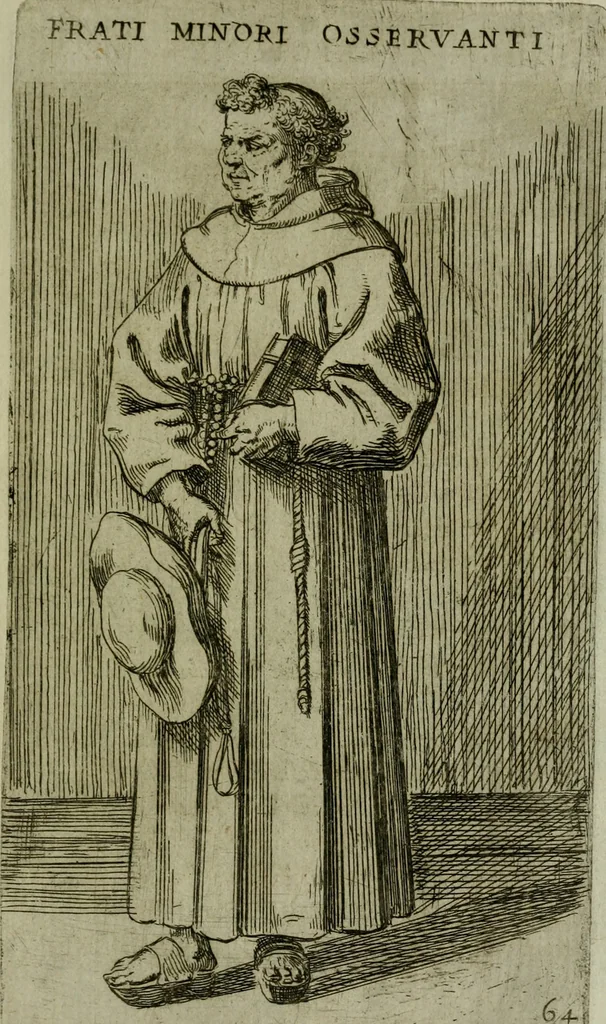 An illustration from De gli habiti delle religioni con le armi e breue descrittion loro, libro primo[-terza], 1626, leaf 148