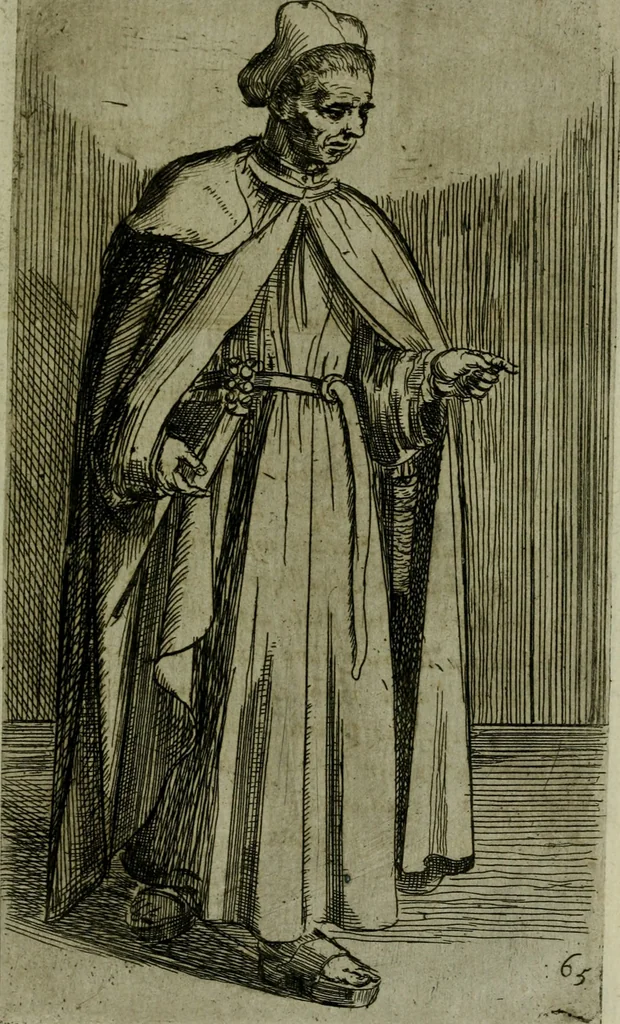 An illustration from De gli habiti delle religioni con le armi e breue descrittion loro, libro primo[-terza], 1626, leaf 150