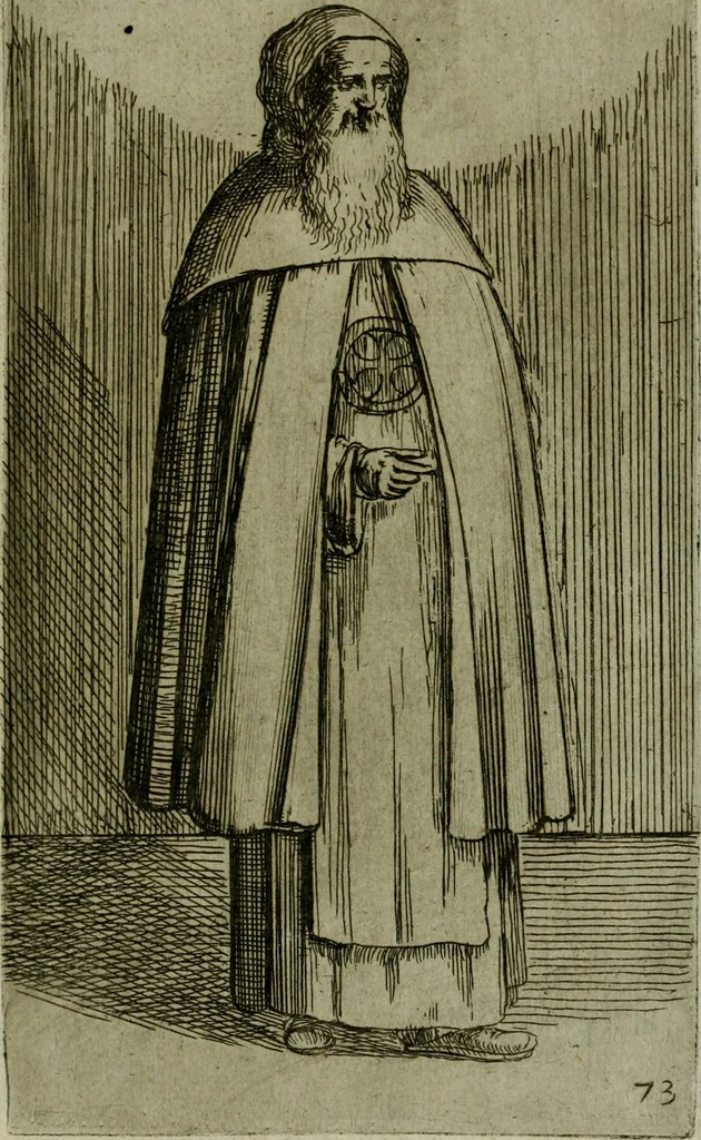 An illustration from De gli habiti delle religioni con le armi e breue descrittion loro, libro primo[-terza], 1626, leaf 166