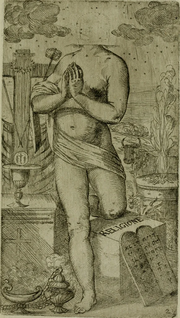 An illustration from De gli habiti delle religioni con le armi e breue descrittion loro, libro primo[-terza], 1626, leaf 18